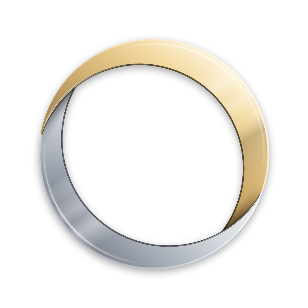 TRU SYNTH SynthOS logo — two interlocked metal strands, the mark of the SynthOS Mac app